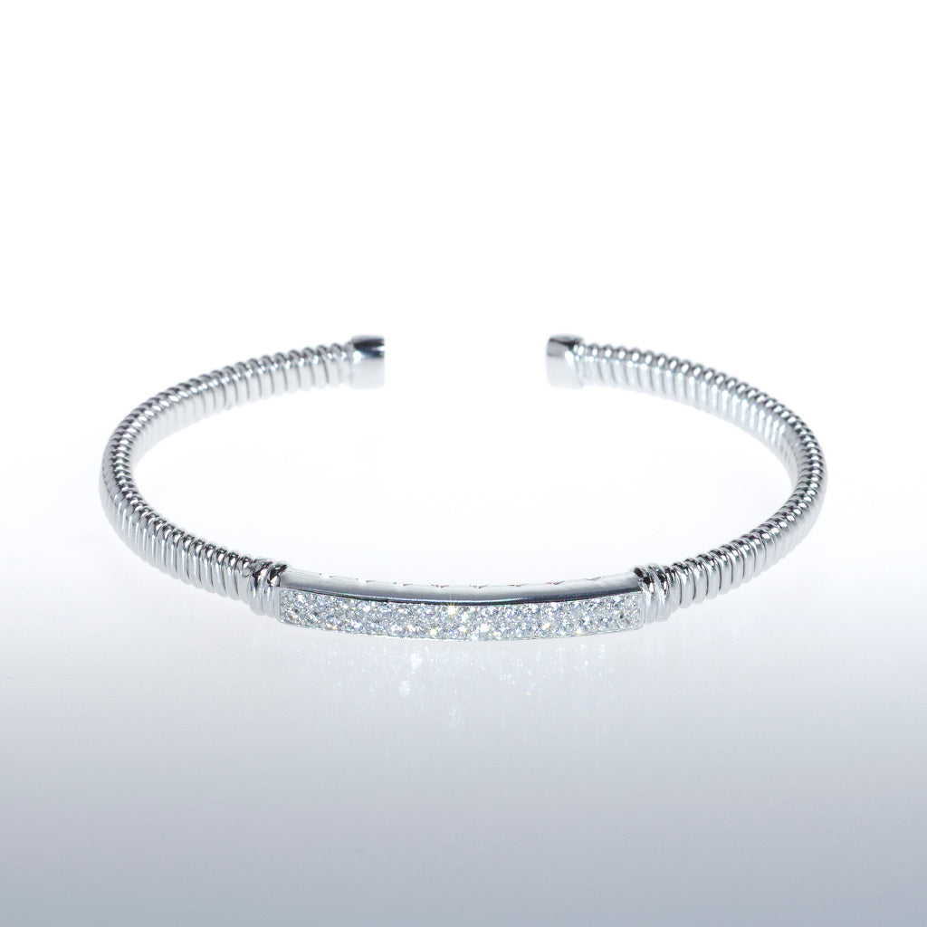 Sterling Silver Bracelet with Clear CZ Crystal Bar
