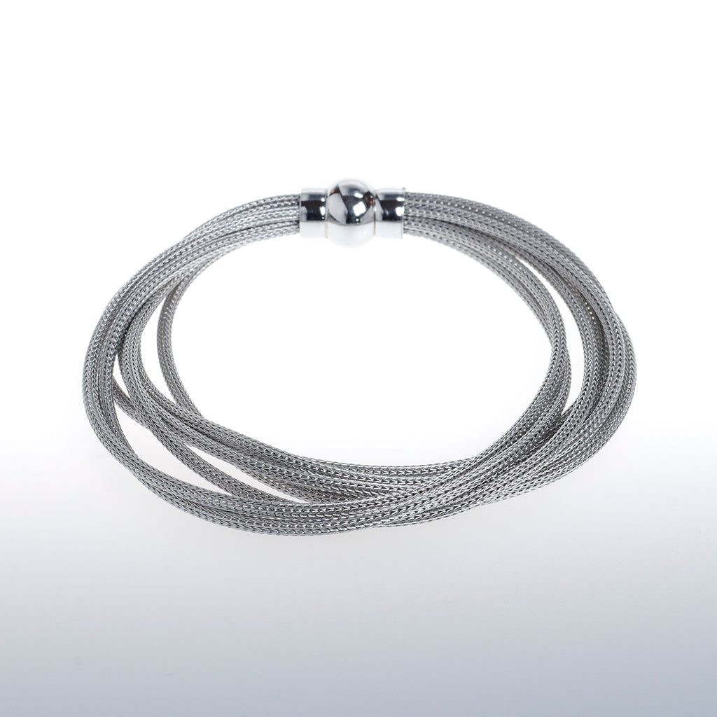 Sterling Silver Multi Silver Strand Magnetic Bracelet