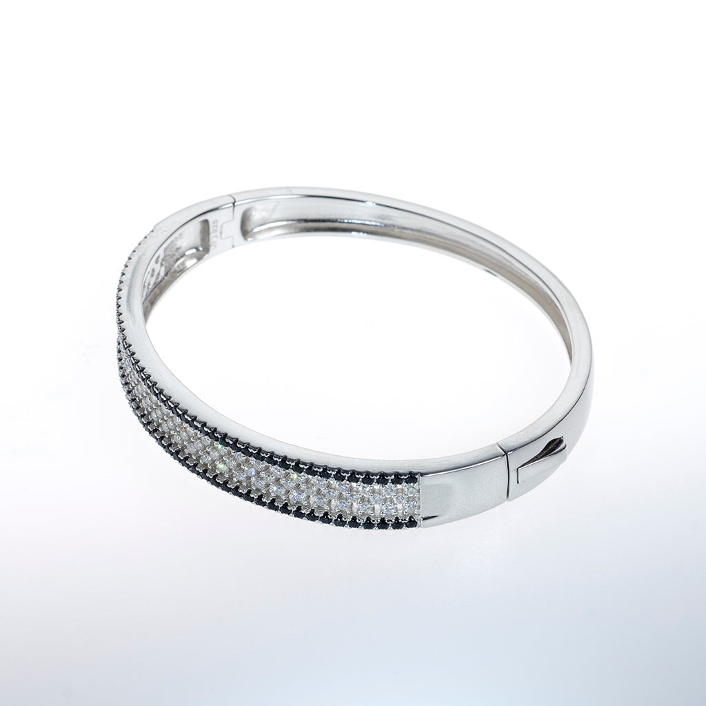 Sterling Silver Bracelet with Single 2" Long CZ Crystal Bar