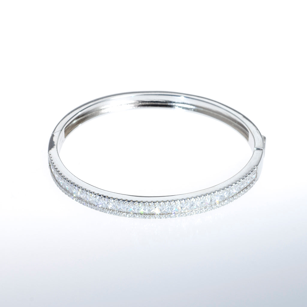 Sterling Silver Bracelet with Clear Crystal Bar