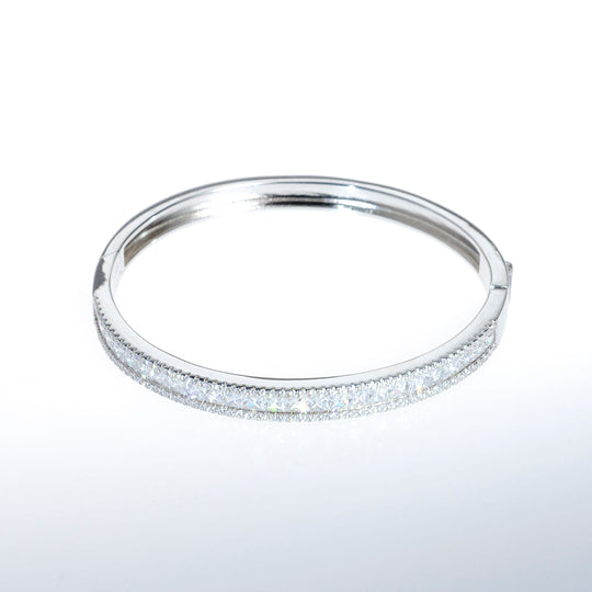 Sterling Silver Bracelet with Clear Crystal Bar
