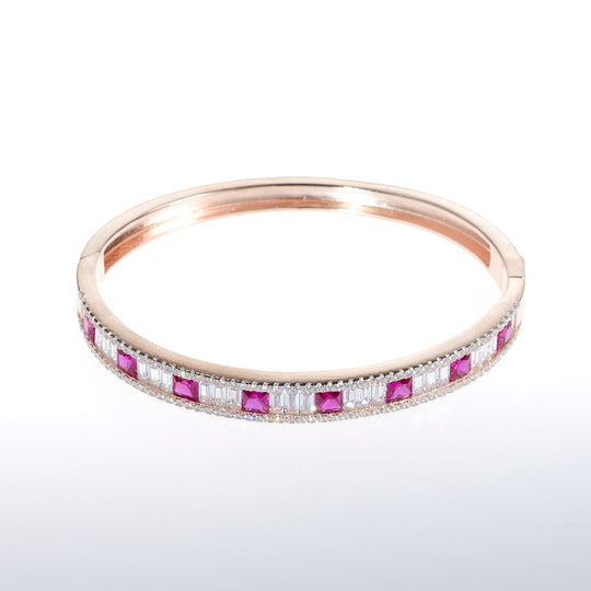 Rose Gold Bracelet with Ruby Red CZ Crystals