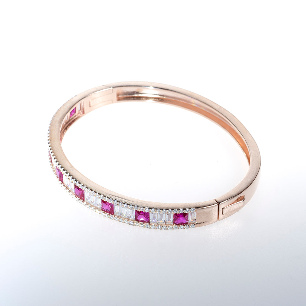 Rose Gold Bracelet with Ruby Red CZ Crystals