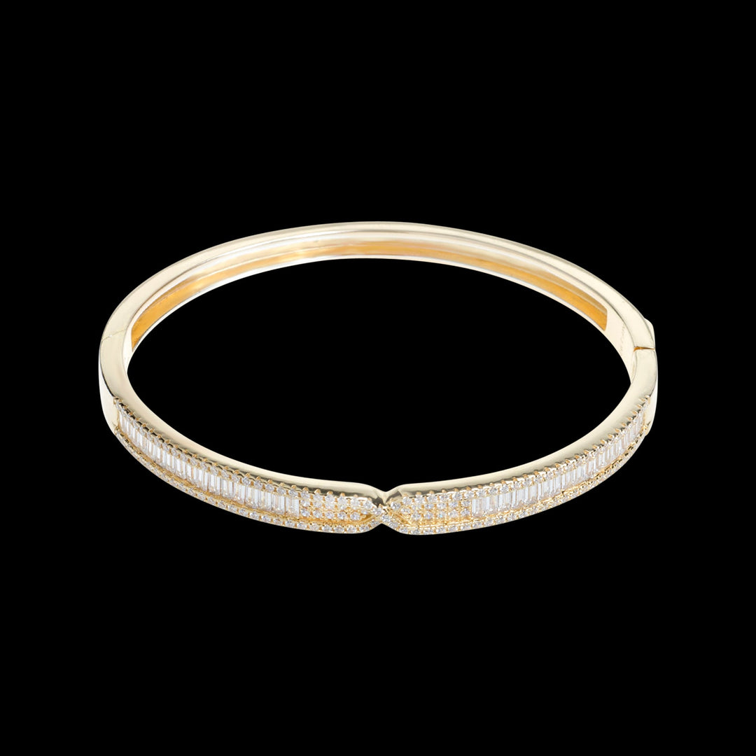 Gold Bracelet with Clear CZ Crystal Ribbon Design