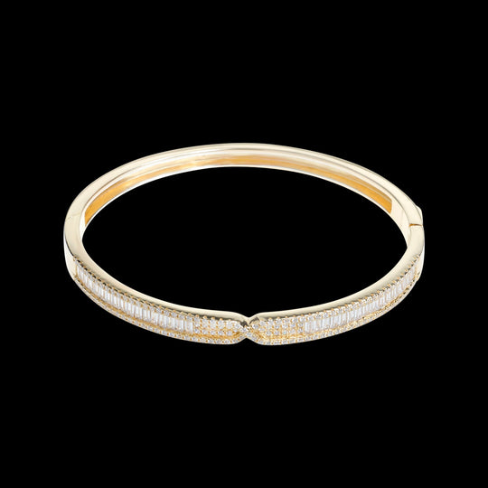 Gold Bracelet with Clear CZ Crystal Ribbon Design