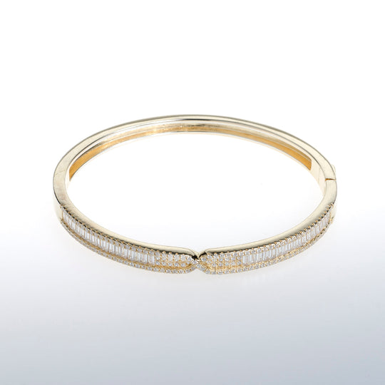 Gold Bracelet with Clear CZ Crystal Ribbon Design
