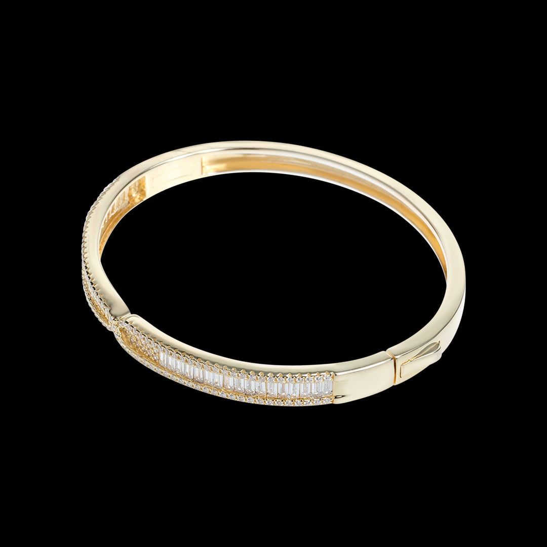 Gold Bracelet with Clear CZ Crystal Ribbon Design