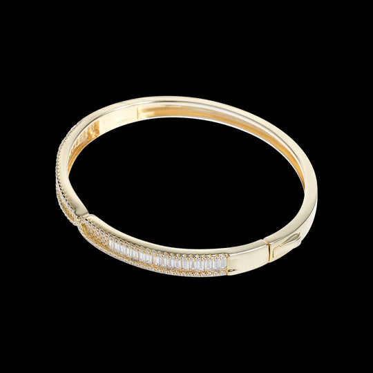 Gold Bracelet with Clear CZ Crystal Ribbon Design