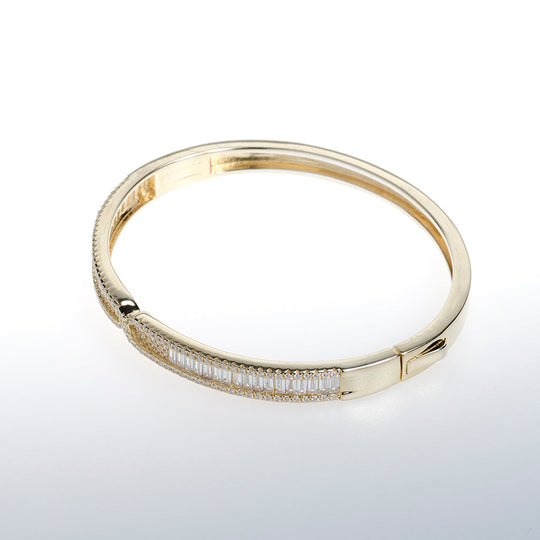 Gold Bracelet with Clear CZ Crystal Ribbon Design