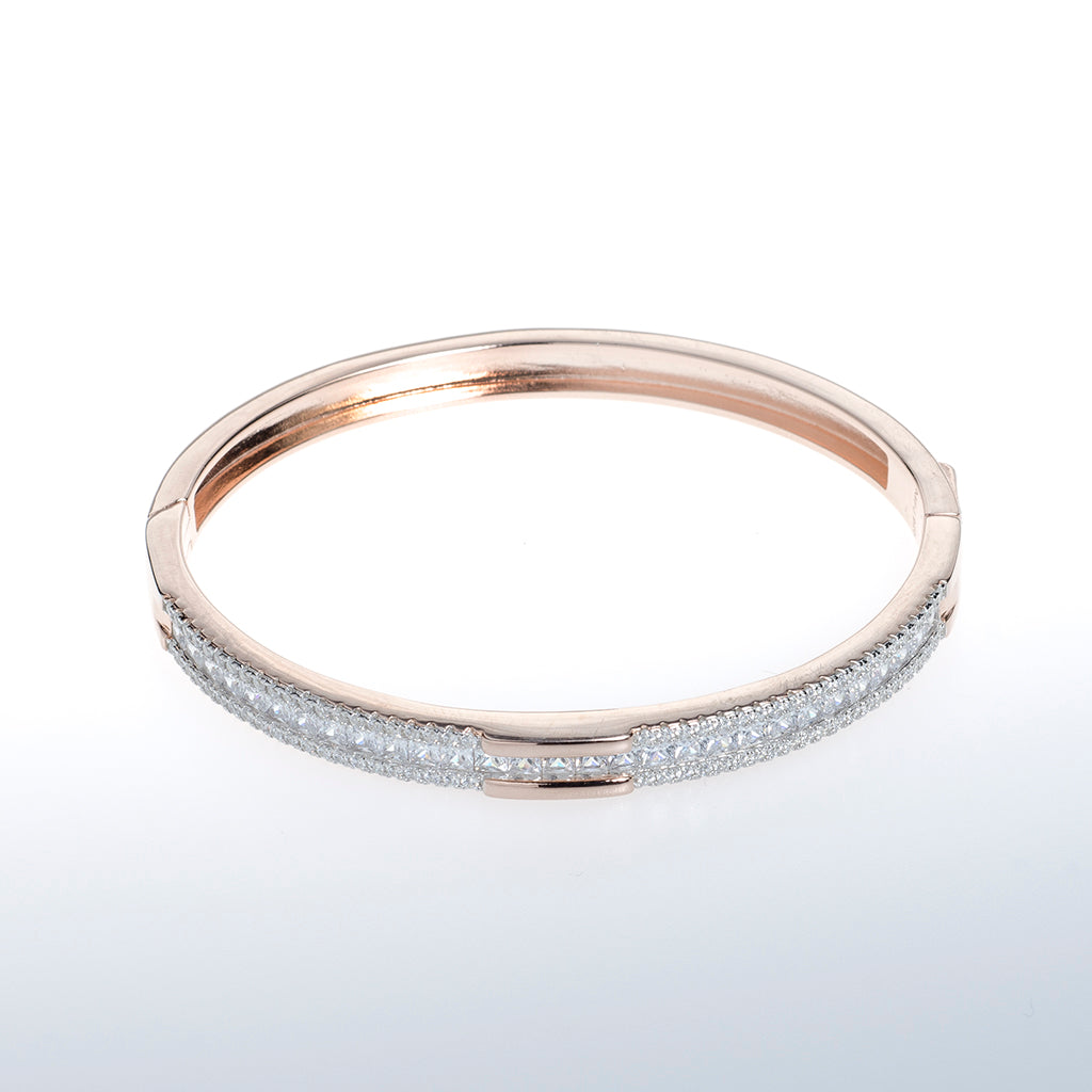 Rose Gold Bracelet with Clear CZ Crystals