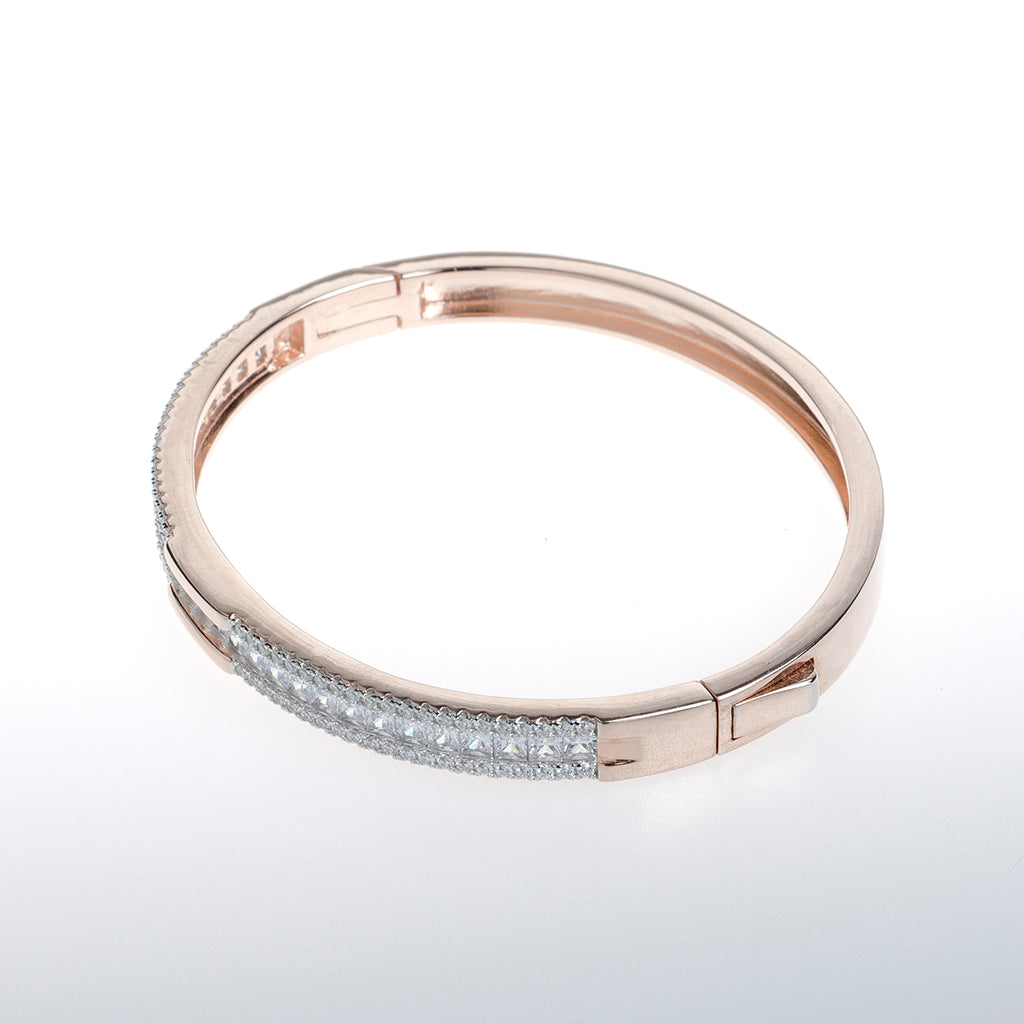 Rose Gold Bracelet with Clear CZ Crystals