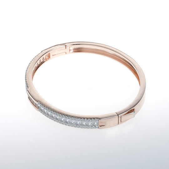 Rose Gold Bracelet with Clear CZ Crystals