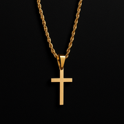 Men's 14k Gold Cross – Rope Chain Necklace