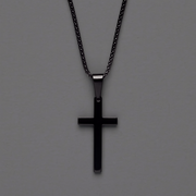 Medium Black Stainless Steel Cross Necklace For Men