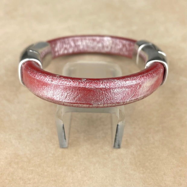 Coral Metallic Unisex Cobo Bracelet with <strong> Double</strong> Antique Silver Clasps