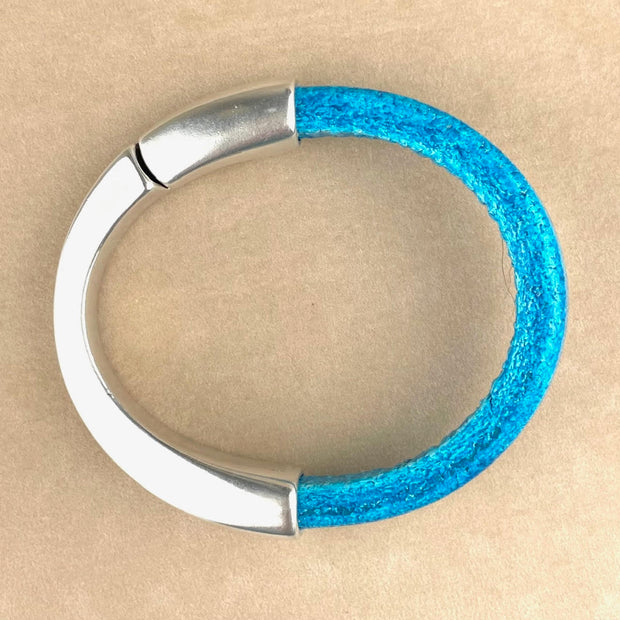 Distressed Turquoise Unisex Arena Bracelet with  <strong>Single</strong>  Antique Silver Clasp