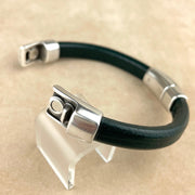 Midnight Green Unisex Cobo Bracelet with <strong> Double</strong> Antique Silver Clasps