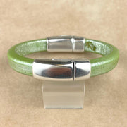 Pistachio Metallic Unisex Cobo Bracelet with <strong> Double</strong> Antique Silver Clasps