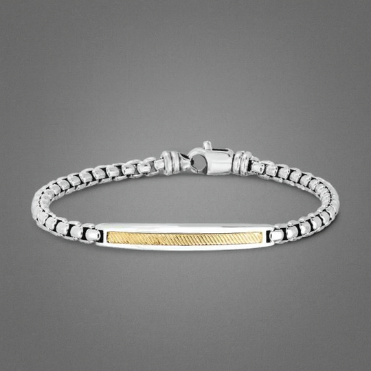 Men’s Two-Tone Sterling Silver & 18K Gold Bar Bracelet