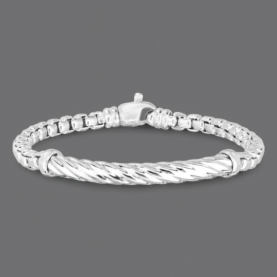Men’s Sterling Silver Cable Bar Bracelet