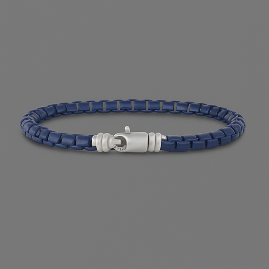 Men’s Sterling Silver Blue Box Link Bracelet