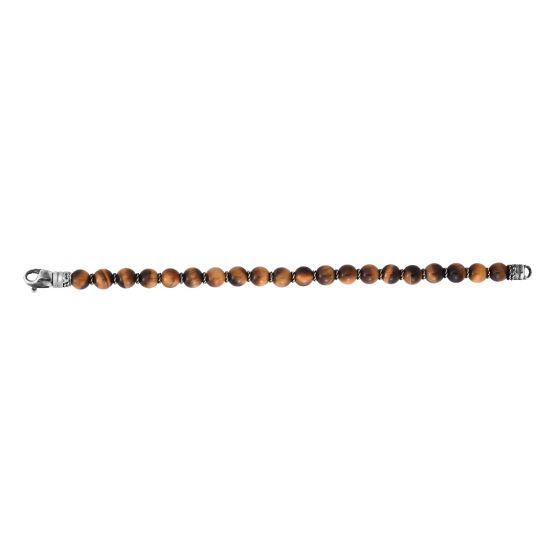 Men’s Tiger’s Eye Bead Bracelet in Sterling Silver
