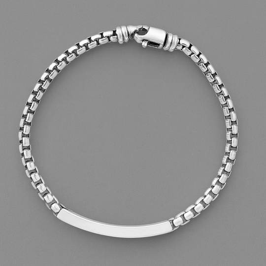 Men’s Sterling Silver & Black Spinel Box Link Bracelet
