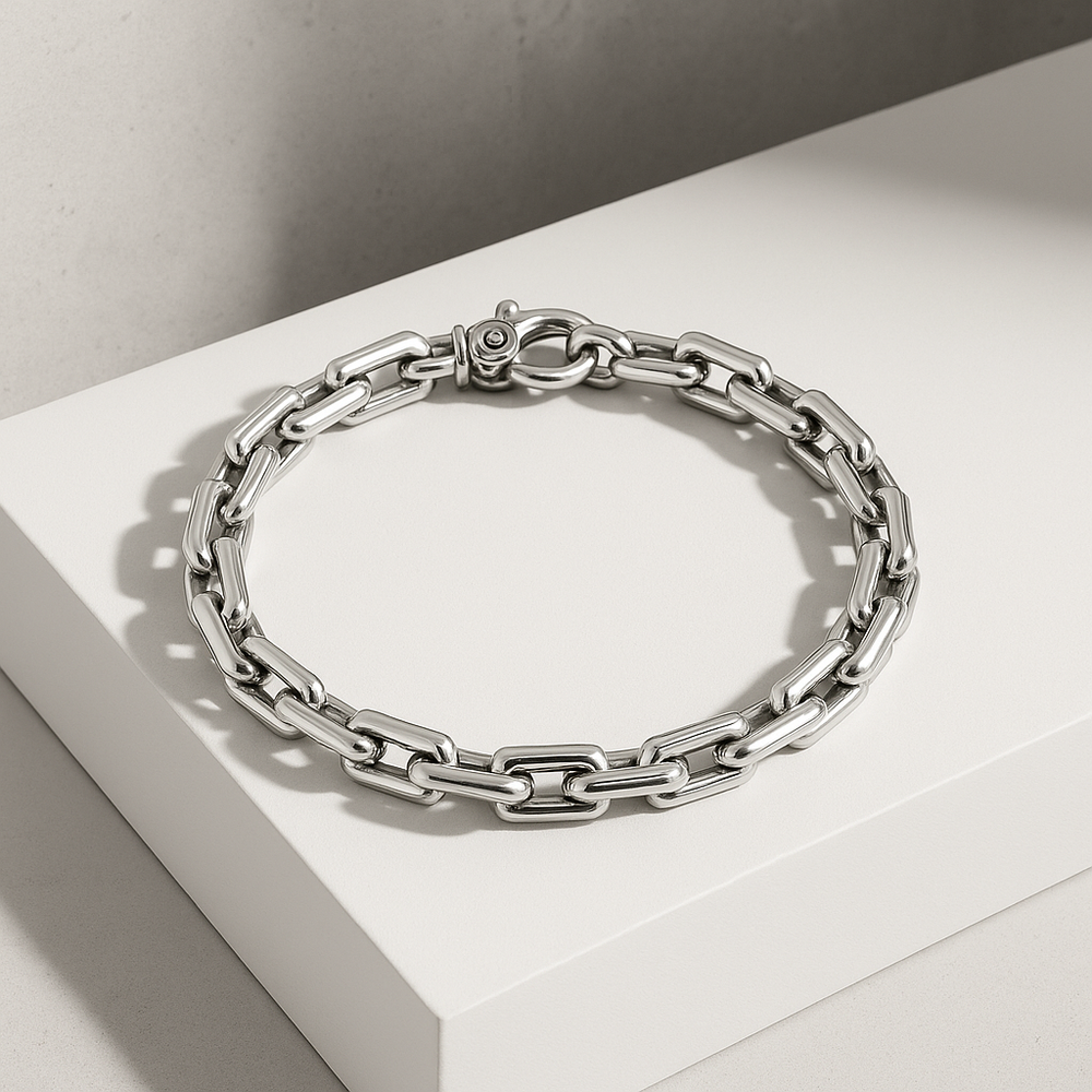 Men’s Sterling Silver Rectangular Link Bracelet