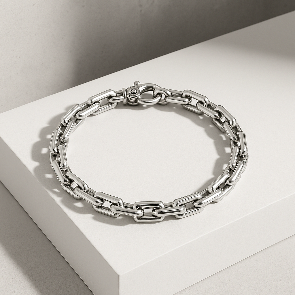 Men’s Sterling Silver Rectangular Link Bracelet