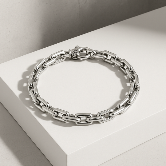 Men’s Sterling Silver Rectangular Link Bracelet