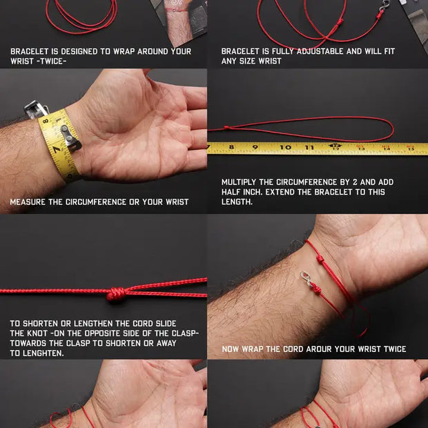 Men's Red Cord Bracelet – Sterling Silver Clasp, Adjustable Fit