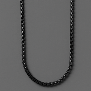 Men’s Black Stainless Steel Round Box Chain Necklace