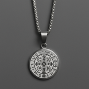Men's Stainless Steel St. Benedict Pendant Necklace