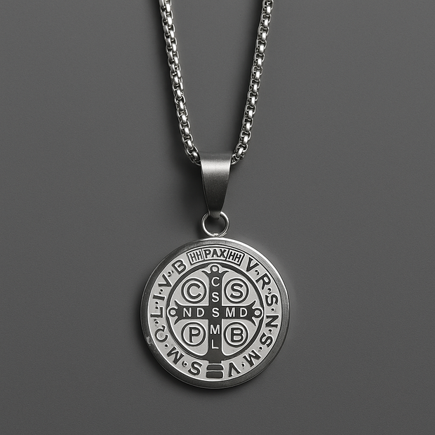 Men's Stainless Steel St. Benedict Pendant Necklace