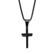 Men's Small Black Stainless Steel Cross Necklace