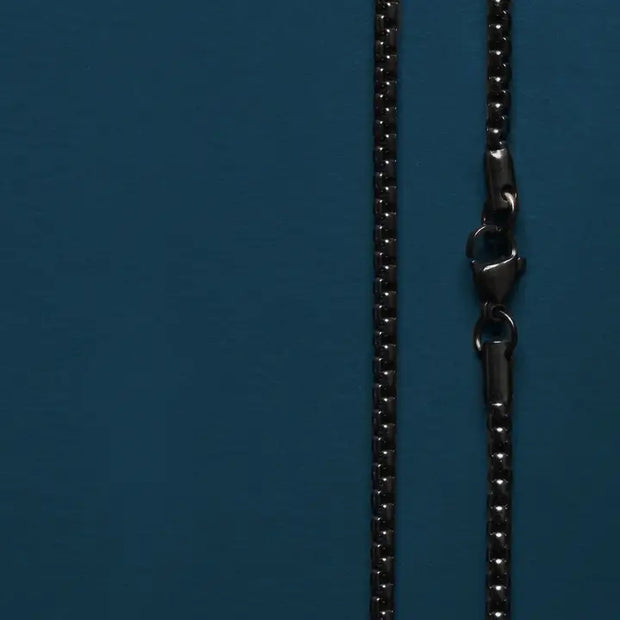 Men’s Black Stainless Steel Round Box Chain Necklace