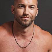 Men’s Black Stainless Steel Round Box Chain Necklace