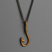 Men’s Bronze Hook Necklace 925 Oxidized Sterling Silver Chain