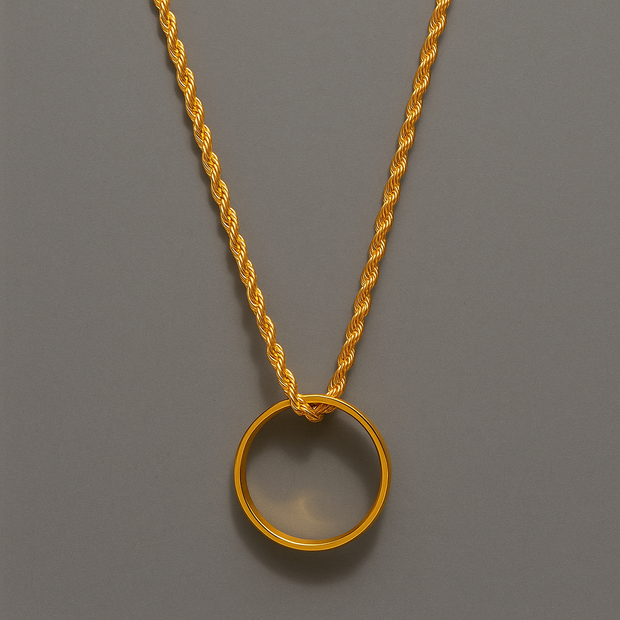 Men’s Gold Ring Necklace – Rope Chain