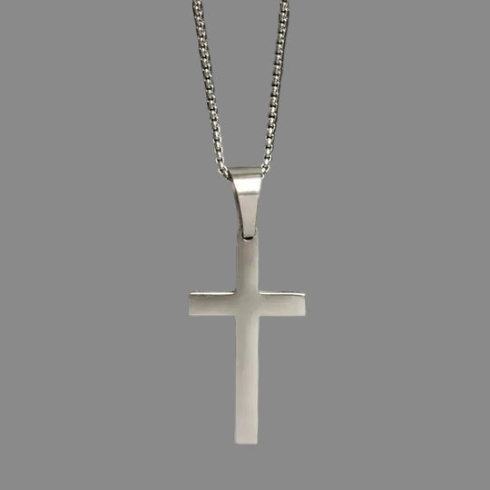 Men's Large Stainless Steel Cross Necklace
