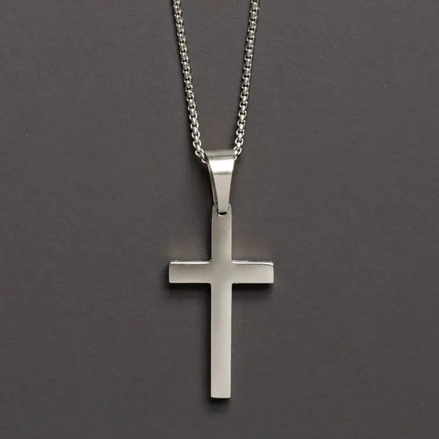 Men's Large Stainless Steel Cross Necklace