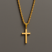 Men's 14k Gold Cross – Rope Chain Necklace