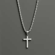 Men's Stainless Steel SMALL Cross Necklace and Chain