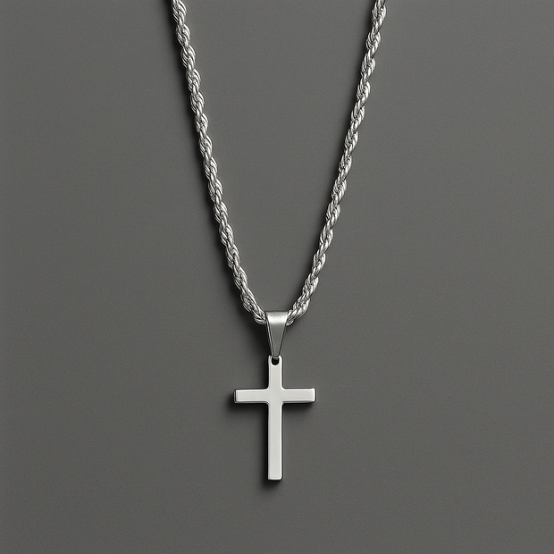 Men's Stainless Steel SMALL Cross Necklace and Chain