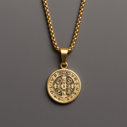 Men's 14K Gold Saint Benedict Smaller Medal Necklace – Made in USA