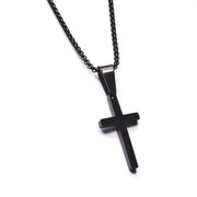 Men's Small Black Stainless Steel Cross Necklace