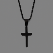 Men's Small Black Stainless Steel Cross Necklace