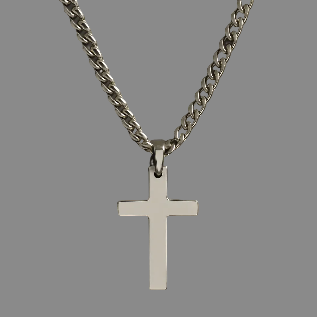Men's  Medium Silver Cross Pendant