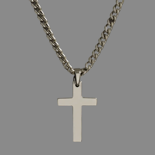Men's  Medium Silver Cross Pendant
