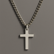 Men's  Medium Silver Cross Pendant
